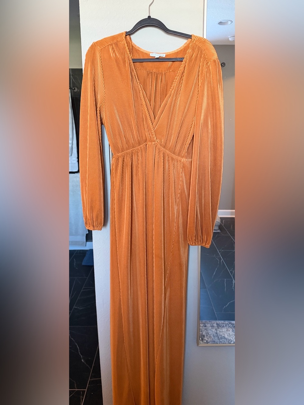 Baltic Born Long Sleeve V-Neck Maxi Dress in Burnt Orange